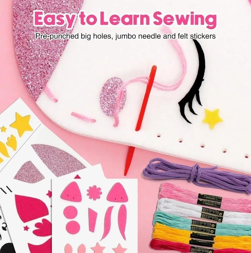 Avibo Unicorn Craft Bag for Kids A sewing and decorating 50 pieces kit to create a shiny and unique bag, promoting creativity and skills and providing hours of fun and accomplishment - Image 3